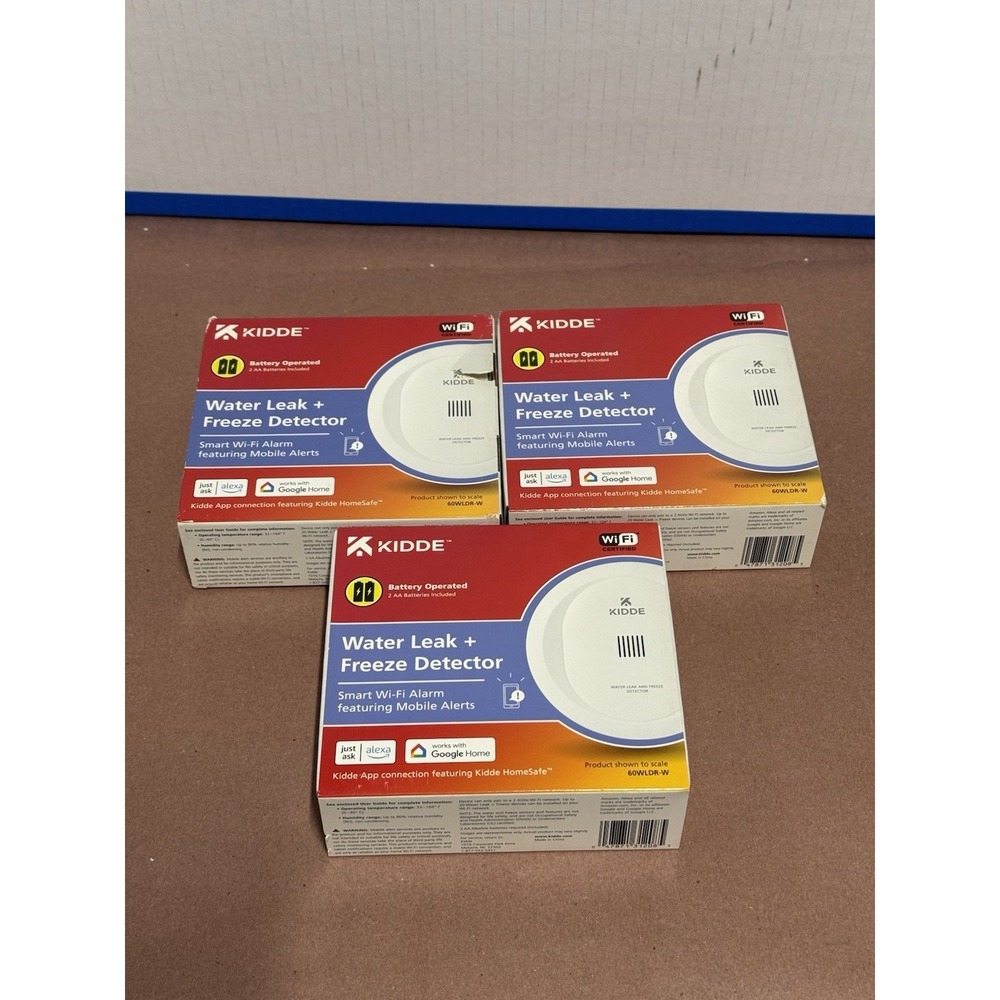 3-PACK KIDDE SMART WATER LEAK FLOOD ALARM AND FREEZE DETECTOR WI-FI GOOGLE ALEXA